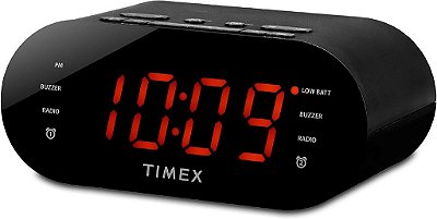 Rádio-relógio com alarme duplo AM/FM Timex T231G com display de 1,2 polegadas e entrada de linha (Gunmetal)