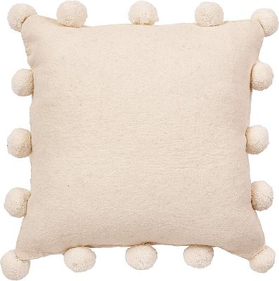 Almofada decorativa de lã feltrada à mão com pompons de creme da Arcadia Home - 20