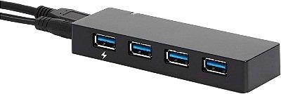 Base Amazon Hub USB 3.0 Slim de alta velocidade com 4 portas e adaptador AC para uso com MacBook, Mac Pro, iMac, Surface Pro e mais - Preto