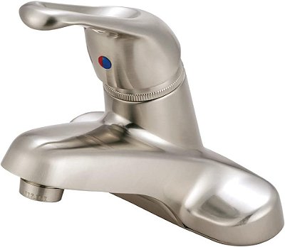 Kingston Brass KB518LP Wyndham Torneira para lavatório de alça única com alça de metal sem Pop-Up de 4 polegadas, níquel escovado.