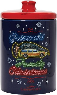 Pote de armazenamento da lata de biscoitos de Natal da Família Griswold de Férias National Lampoon's de 7,5 polegadas, multicolorido da Department 56.