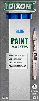 Marcadores de tinta industrial Dixon, Ponta Média, Caixa com 12 marcadores, Azul (80228)