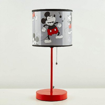 Luminária infantil de mesa com corrente de puxar do 90º aniversário do Mickey Mouse da Disney, com tema impresso decorativo