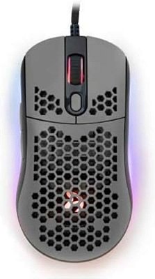 Arozzi Favo Ultra Mouse de Jogo RGB Personalizável Ultra Leve com Padrão Honeycomb Sensor Pixart 3389 e Switches Omron 20M - Cinza
