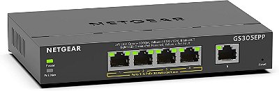 Switch Ethernet Gigabit PoE de 5 portas NETGEAR Plus (GS305EPP) - com 4 x PoE+ @ 120W, montagem em mesa ou parede