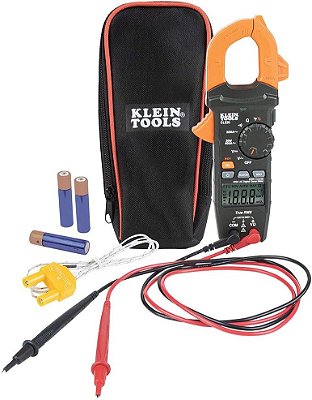 Medidor de Alicate Digital Klein Tools CL220, Auto-variável 400 Amp AC, Tensão AC/DC, TRMS, Resistência, Continuidade, Detecção NCVT e Temperatura.