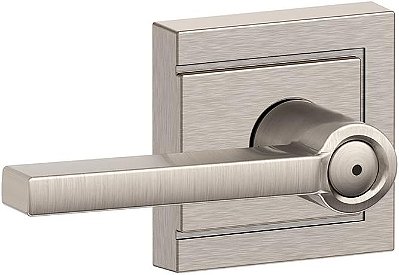SCHLAGE F40 LAT 619 ULD Alavanca de Latitude com Acabamento Upland para Cama e Banho, Trava de Níquel Acetinado