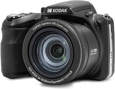 Câmera Digital KODAK PIXPRO AZ425-BK 20MP 42X Zoom Óptico 24mm Lente Grande Angular Vídeo Full HD 1080P Estabilização Óptica de Imagem Bateria de Li-Ion Tela LCD