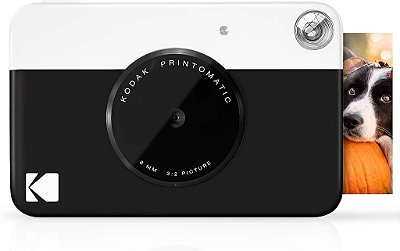 Câmera Digital Instantânea KODAK Printomatic - Impressões Coloridas em Papel Fotográfico Adesivo Zink 2x3 (Preto) Imprima Memórias Instantaneamente