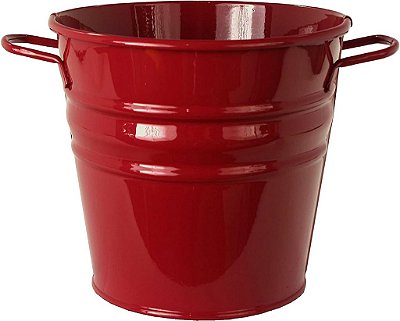 Vaso de Metal Galvanizado Esmaltado Houston International Trading 6051E XR, 9 por 9, Vermelho
