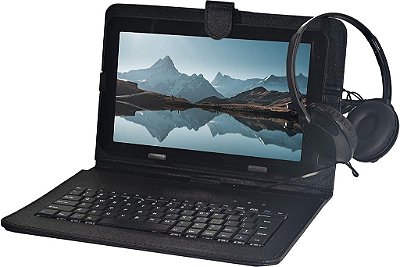 Tablet Craig CMP840 BUN-BK-HD Quad Core 10.1 pol. com case de teclado e fones de ouvido em preto