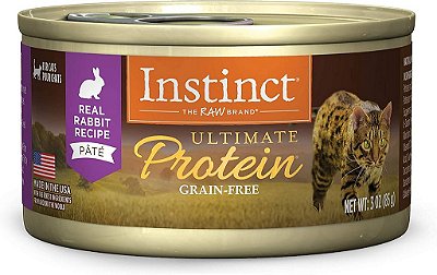Ração úmida natural em lata Instinct Ultimate Protein Grain Free com receita real de coelho, 85g (Caixa com 24 latas)
