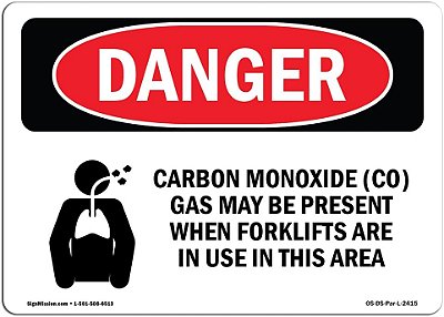 Sinal de Perigo da OSHA - Gás Monóxido de Carbono (CO) Pode | Adesivo | Proteja seu Negócio,  Local de Construção, Armazém e Área de Compras | Fabricado nos EUA