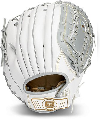Luva de Softball Fastpitch Franklin Sports - Field Master Fastpitch + Luva de Softball - Luva para destro feminino e infantil - Luvas de Softball Adulto + Juvenil - Branco + Cinza