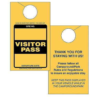 Distintivo de estacionamento para visitantes do espelho retrovisor para campings, parques de trailers, trailers e campistas (Goldenrod, 500)