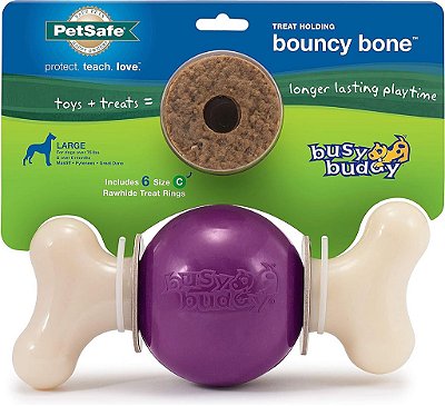 Osso Saltitante Busy Buddy da PetSafe - Brinquedos que seguram petiscos para cães - Perfumado para Estimulação Sensorial Acentuada - Ingredientes Testados Rigorosamente - Para Cães que Mastigam Agressivamente