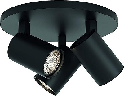 Holofote interno redondo triplo dimmable Astro Ascoli (preto fosco) - classificado para ambiente seco - lâmpada GU10, projetado na Grã-Bretanha - 1286119- garantia de 3 anos
