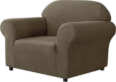 Capa de sofá de uma peça Ouka, capa de sofá elástica superior para 1 lugar, protetor de móveis macio com fundo elástico (verde oliva, pequeno)