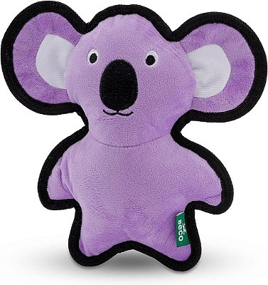 Brinquedo para Cachorro Beco Purple Koala Bear Morder, Buscar & Squeak, Costura Dupla para Durabilidade, Feito com Plástico Reciclado.