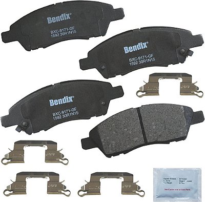 Bendix Premium Copper Free CFC1592 Pastilha de Freio de Cerâmica (com Hardware de Instalação Dianteira)