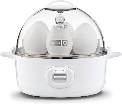 Cozinheiro Elétrico de Ovos Dash Express, Capacidade de 7 Ovos para Cozimento Duro, Escalfados, Mexidos ou Omeletes com Armazenamento de Cabo, Função de Desligamento Automático, 360 Watts, Branco