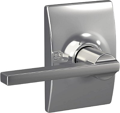 Maçaneta da Porta Latitude Schlage F10 LAT 625 CEN com Acabamento Century, Fechadura de Passagem para Hall e Closet, Cromado Brilhante