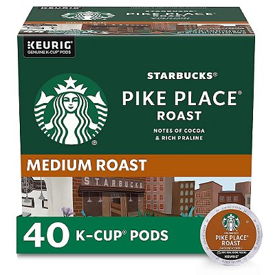 Starbucks Medium Roast K-Cup Coffee Pods - Pike Place para Cafeteiras Keurig - 1 caixa (40 pods)