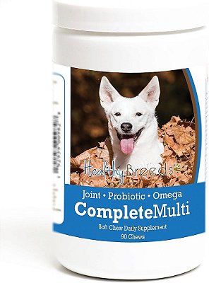 Vitaminas Multivitamínicas Healthy Breeds Canaan Dog All in One - Completo com Probióticos, Glucosamina, Condroitina e Ômegas - 90 Petiscos Macios e Mastigáveis