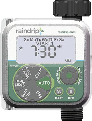 Temporizador de água automático digital Raindrip para extremidade de mangueira, conecta-se a torneiras de jardim e engates de mangueira, com tela LCD iluminada para irrigação por gotejamento, jardim, auto-reg
