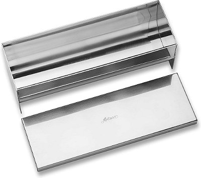Molde para Terrine de Aço Inoxidável Ateco com Tampa, Fundo Redondo, 9 por 2,25 Polegadas, Prateado