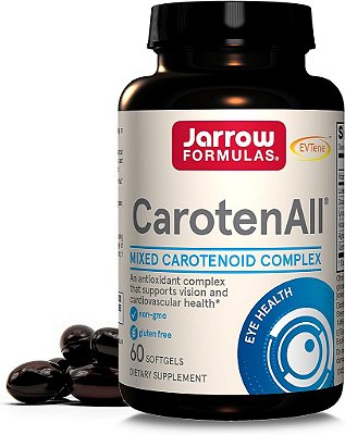 Fórmulas Jarrow CarotenAll - 60 Cápsulas - Suplemento que fornece sete principais carotenoides encontrados em frutas e vegetais para apoiar a saúde cardiovascular e da visão - Até 60 porções (P