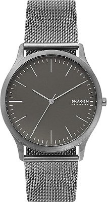 Relógio masculino Skagen Signatur com pulseira de aço inoxidável ou couro, relógio minimalista para homens
