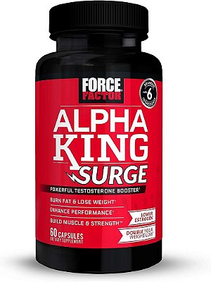 Reforço de Testosterona FORCE FACTOR Alpha King Surge para Homens, Suplemento de Testosterona para ajudar a construir músculos e força, queimar gordura, perder peso, reduzir o estrogênio e melhorar o desempen