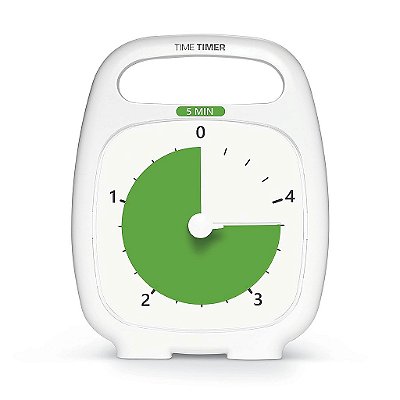 Timer Visual de Mesa de 5 Minutos TIME TIMER PLUS - Timer de Contagem Regressiva com Alça Portátil para Sala de Aula, Escritório, Ensino Domiciliar, Ferramenta de Estudo com Operação Silenciosa (Branco)