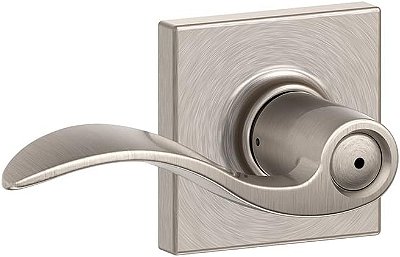 Maçaneta Schlage Accent com Acabamento Collins para Fechadura de Banheiro e Quarto em Níquel Acetinado - F40 ACC 619 COL