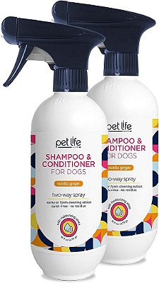 Shampoo e Condicionador em Espuma 2 em 1 para Cães Pet Life Unlimited | Limpeza Rápida | Aplicador de Spray Bidirecional | Fabricado nos EUA | Fragrância de Baunilha e Gengibre à Base de
