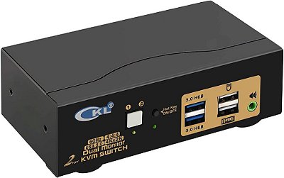 Chaveador KVM USB 3.0 HDMI para dois monitores com Display Estendido de 2 Portas, 4K 60Hz com Cabos e Áudio 922HUA-3.