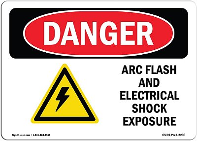 Sinal de Perigo OSHA - Arco Elétrico e Choque Elétrico | Adesivo | Proteja Seu Negócio, Canteiro de Obras, Armazém e Área de Compras | Fabricado nos EUA.