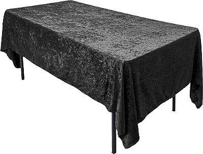 AK TRADING CO. Lush Panne Velvet Tablecloth - 60 x 102 Polegadas, Toalha de Mesa Retangular, Preto.