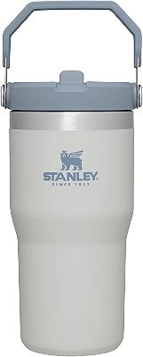 Caneca de aço inoxidável STANLEY IceFlow com canudo, Garrafa de água isolada a vácuo para casa, escritório ou carro, Copo reutilizável com canudo à prova de vazamentos.