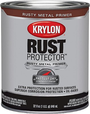 Protetor e esmalte preventivo anti-ferrugem Krylon K06921000 com primer em quarto, primer para metal enferrujado.