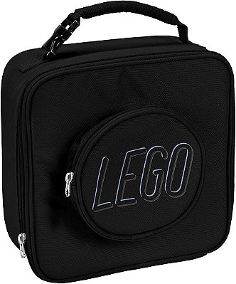 Bolsa Térmica LEGO Preta, Durável e Isolada, com Bolsa de Malha e Compartimento com Zíper, Perfeito para Refeições Rápidas