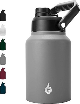 Garrafa de água isolada de 64 oz BJPKPK, garrafa de água de meio galão segura para lava-louças com alça ergonômica, garrafa de água à prova de vazamentos livre de BPA para esport