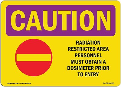 Placa de Aviso OSHA de Radiação - Área Restrita de Radiação Pessoal com Símbolo | Decalque | Proteja seu Negócio, Armazém | Fabricado nos EUA