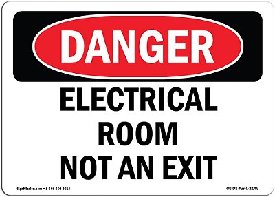 Placa de Perigo da OSHA - Sala Elétrica Não é Saída | Adesivo | Proteja Sua Empresa, Canteiro de Obras, Armazém e Área Comercial | Fabricado nos EUA