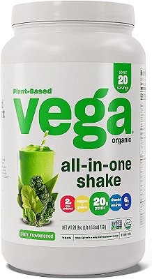 Vega Pó de Proteína Vegana Orgânica Tudo-em-Um, sem Adoçantes - Ingredientes Superfood, Vitaminas para Suporte à Imunidade, Amigo do Keto, Proteína de Ervilha para Mulheres e Homens,