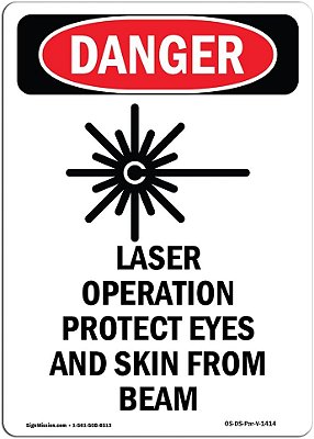 Sinal de perigo da OSHA - Proteção da operação a laser | Adesivo | Proteja seu negócio, canteiro de obras, armazém e área de loja | Fabricado nos EUA
