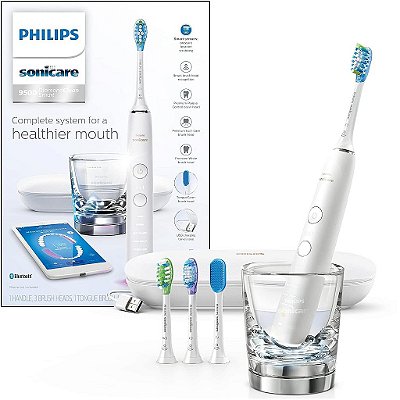 Escova de dente elétrica recarregável Philips Sonicare DiamondClean Smart 9500, branca, HX9924/01
