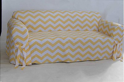 Capa de sofá Chevron Classic Slipcovers CHEV10YELWHT, uma peça, Amarelo/Branco