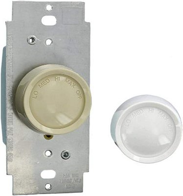 Leviton 6639-IW 1,5 Amp 120 Volts AC 60Hz Controlador de Velocidade Rotativo Eletro-Mecânico Silencioso de uma única Pola Trimatron para Ventilador, Branco